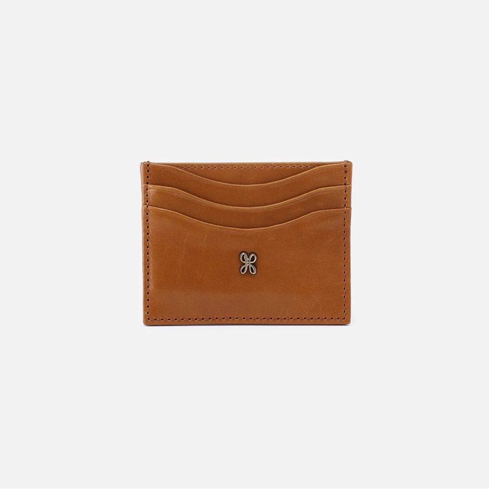 Hobo Max Card Case Wallet Truffle in polished leather